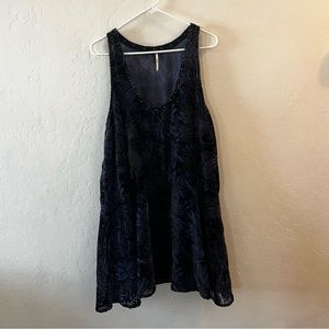 Free People Dresses Free People Ellie Burnout Velvet Dress | Navy | Size Large
